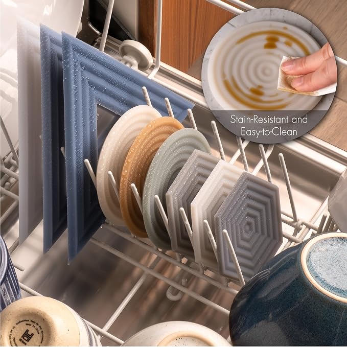 LINE+ARC Silicone Coasters feat. in NYT WireCutter (Winter Salad XL, 6 Pack |