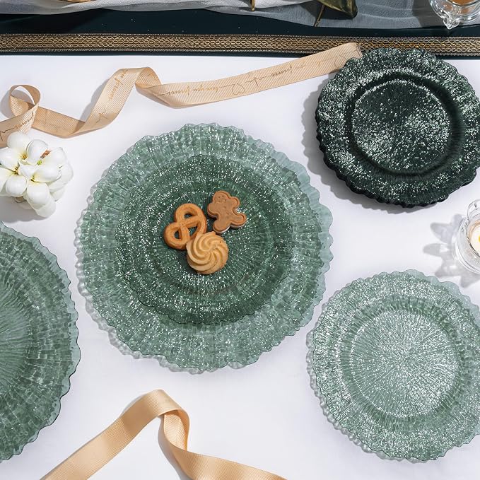 U-QE 60PCS Clear Green Plastic Plates