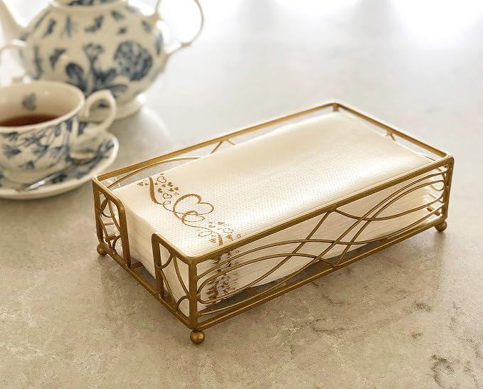 Antique Gold Elegant Sturdy Guest Napkin Holder | Premium Disposable Paper Hand