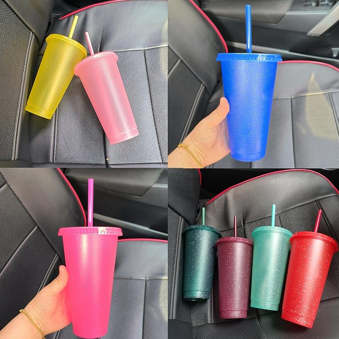Suertestarry Tumbler with Straw and Lid, Water Bottle Iced Coffee Travel Mug Cup