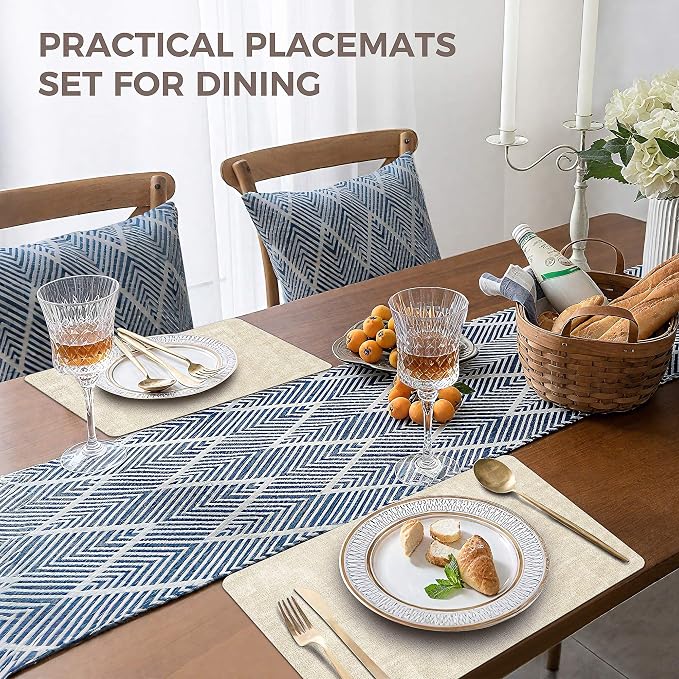 NCUE Vinyl Placemats Set of 12, Heat Resistant, Nonslip Faux Leather Waterproof