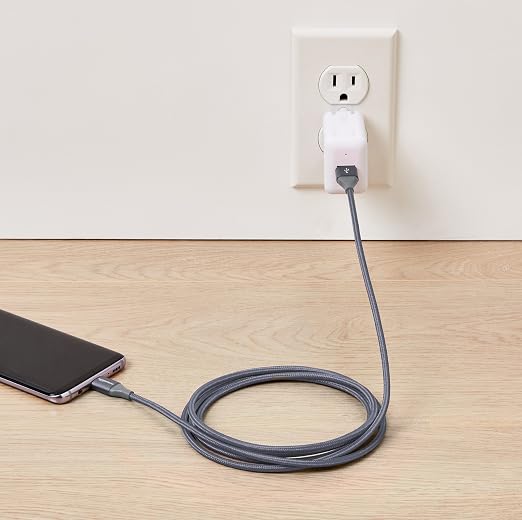 Amazon Basics USB-C to USB-A 2.0 Fast Charger Cable, Nylon Braided Cord