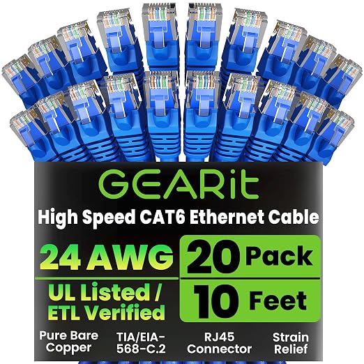 GearIT Cat 6 Ethernet Cable Pack