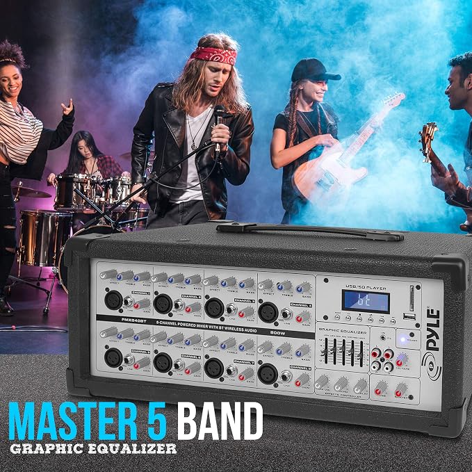 Pyle 800W Bluetooth Stage Powered Mixer