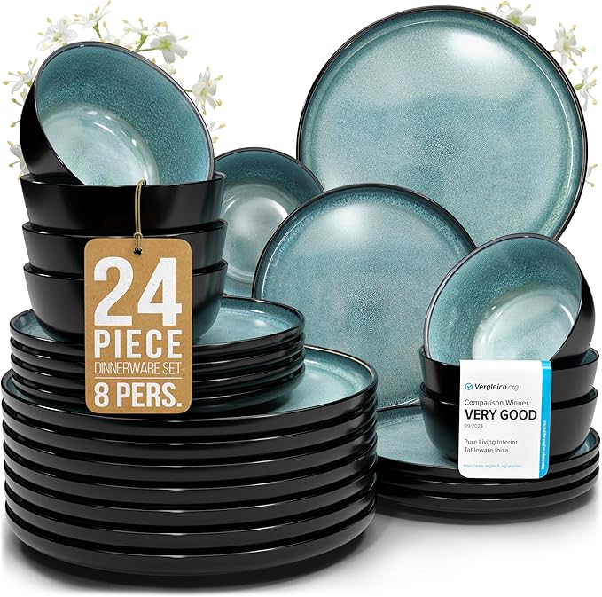 24 Piece Stoneware Dinnerware Set