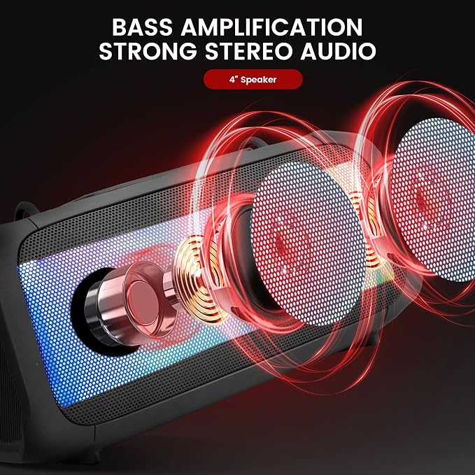 Pyle Wireless Portable Bluetooth Boombox Speaker - 120W Rechargeable Boom Box