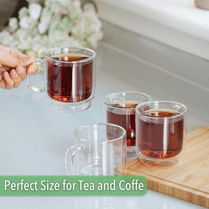 BTaT- Double Walled Stackable Espresso Cups, 5 oz, Double Wall Insulated