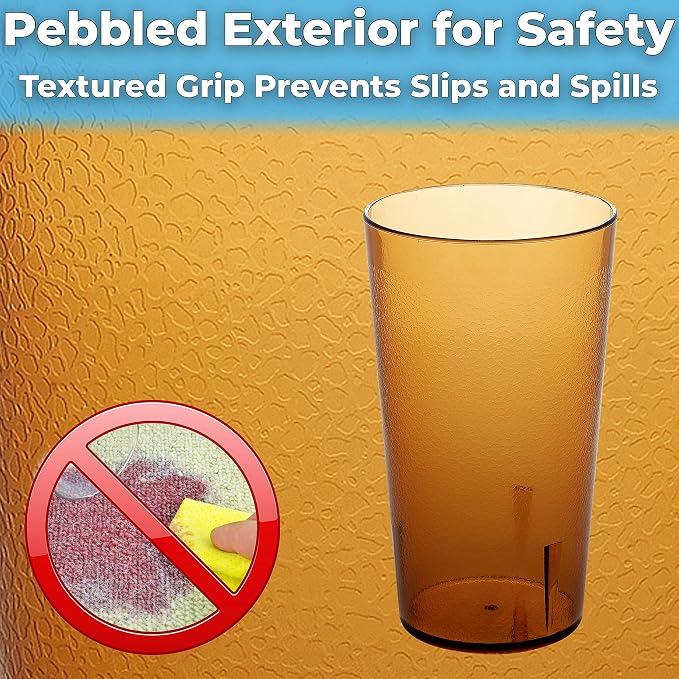 Restaurant Grade, BPA-Free 12oz Amber Plastic Cups 24pk. Super Durable