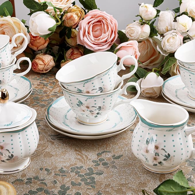 fanquare 21 Pieces Royal Style Porcelain Tea Set