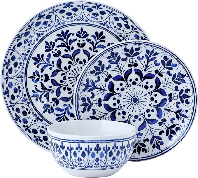 Pfaltzgraff Medallion Radiance 12 Piece Stoneware Dinnerware Plate Bowl Dish Set
