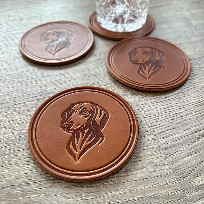 Dog Breed Leather Coasters – Premium Full Grain Table Protectors