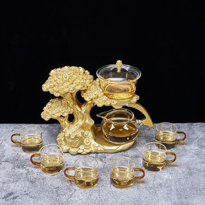 Zurucily Glass Teapot Set with Infuser Semi Automatic Tea Set Magic Teapot