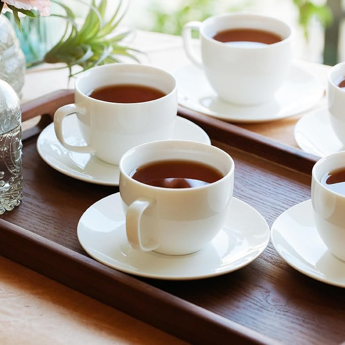 BTaT- Cappuccino Cups with Saucers 7 oz, Au Lait, Flat White, Dishwasher