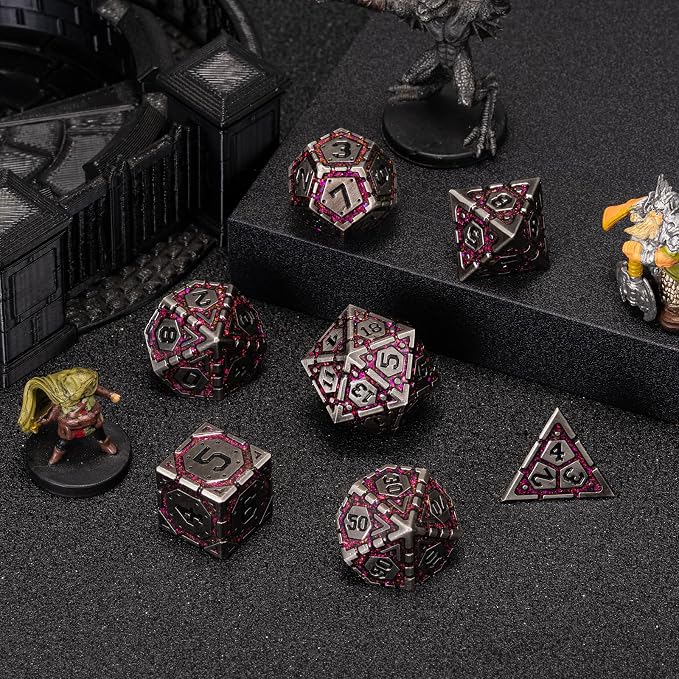 Metal DND Dice Set, Polyhedral Metallic Dice