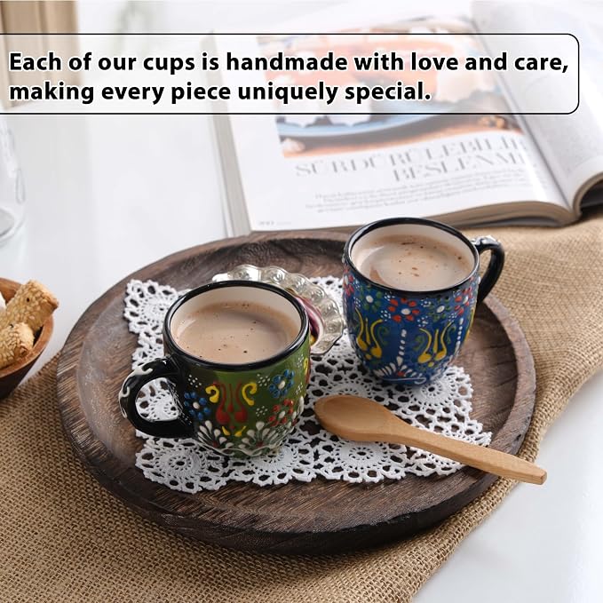 Espresso Cups Set of 2 | 4 oz Small Espresso Cups | Turkish Tea Cups |