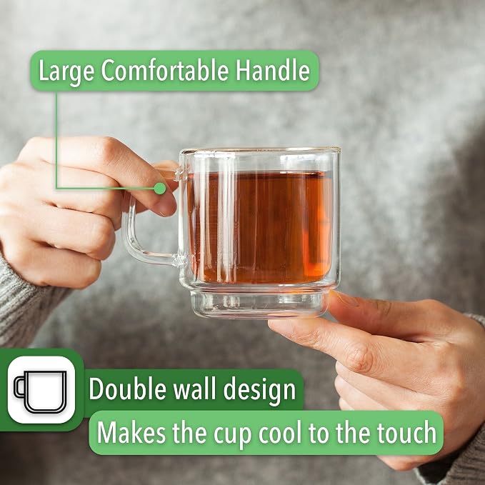 BTaT- Double Walled Stackable Espresso Cups, 5 oz, Double Wall Insulated