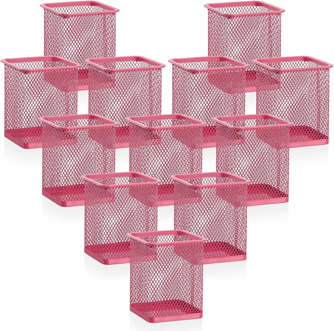 Segarty Pen Cup, 12 Pack Square Dark Pink Pen Holder