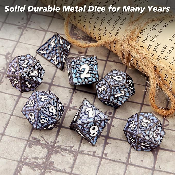 PJOY Metal D&D Dice Set for Dungeons and Dragons Dice