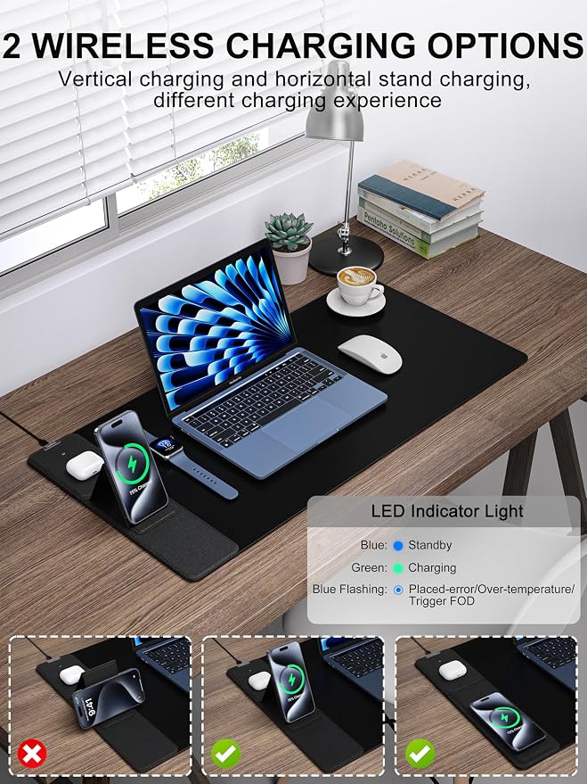 TopMade Mouse Pad with 15W Wireless Charging & Phone Holder, 31.5" x 15.75" XXL