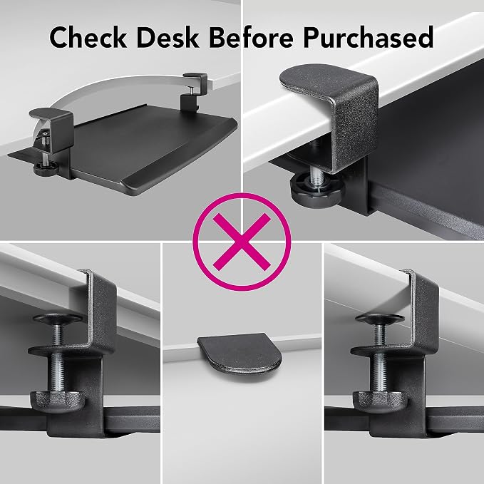 EHO Clamp-On Retractable Adjustable Keyboard Tray, Under Desk Ergonomic