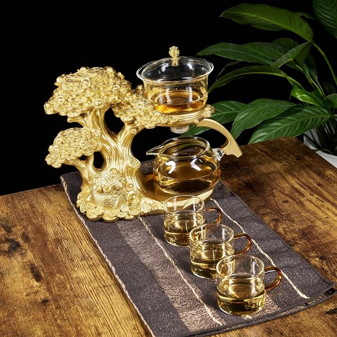 Zurucily Glass Teapot Set with Infuser Semi Automatic Tea Set Magic Teapot