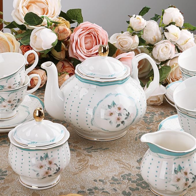 fanquare 21 Pieces Royal Style Porcelain Tea Set