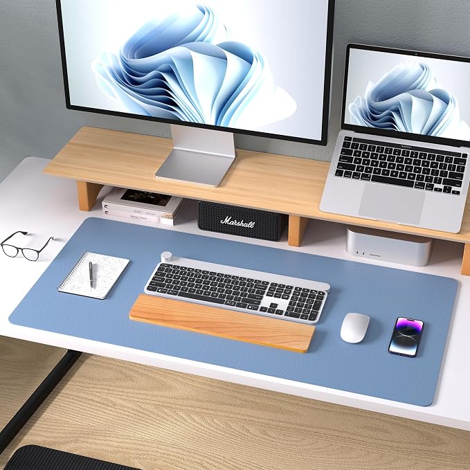 Aothia Leather Desk Pad Protector, Large Mouse Pad, Office Desk Mat, Non-Slip
