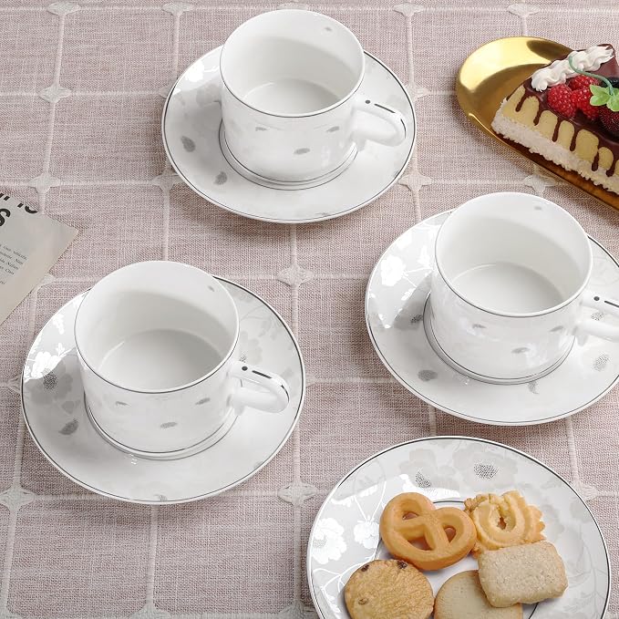 fanquare 7 Ounces Bone China Teacup and Saucer Set