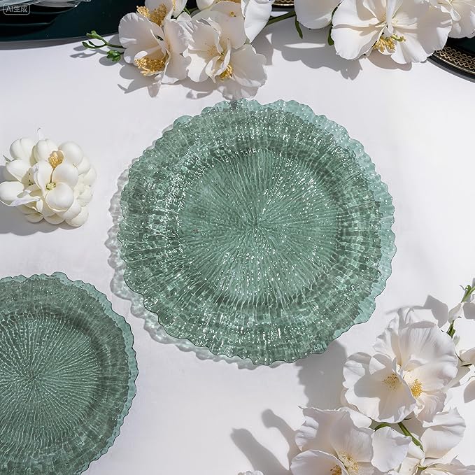 U-QE 60PCS Clear Green Plastic Plates