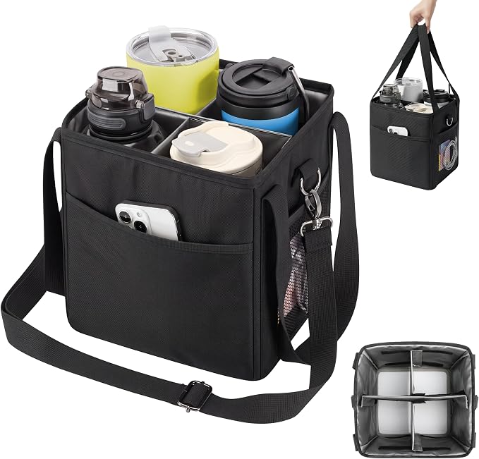 4 Cup Drink Carrier Bag, Insulated Cup Caddy