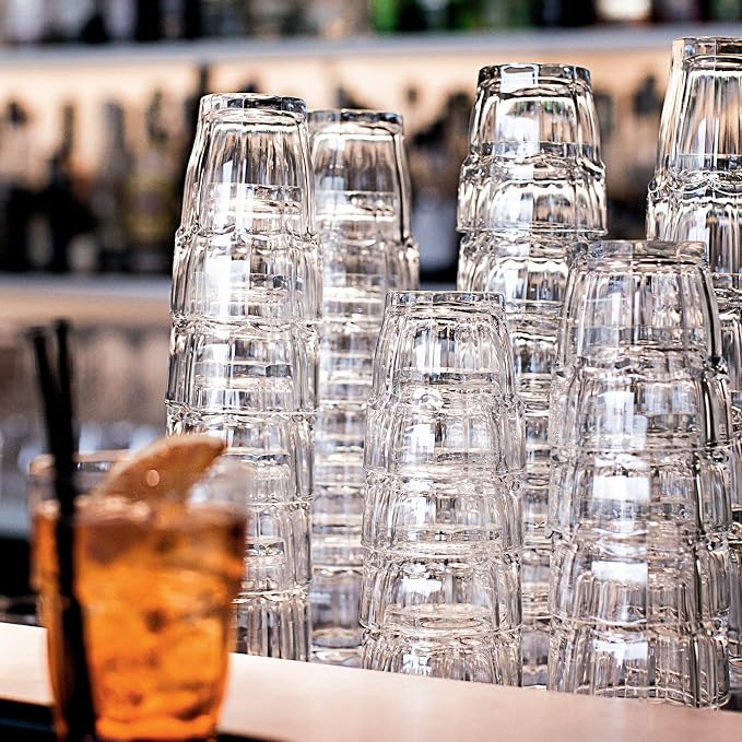 Bormioli Rocco Rock Bar Stackable Beverage, Spirits – 12.5oz Durable Tempered