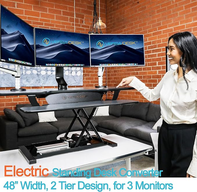VERSADESK® PowerPro™ 48” x 24” Extra Wide Electric Sit-to-Stand Desk Converter