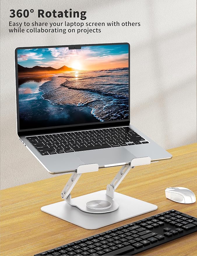 SOUNDANCE Laptop Stand with 360° Rotating Base, Ergonomic Computer Riser